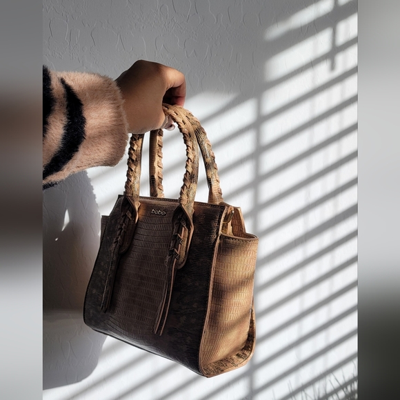 Bebe Faux Beige  Snakeskin Mini Tote - Picture 4 of 6